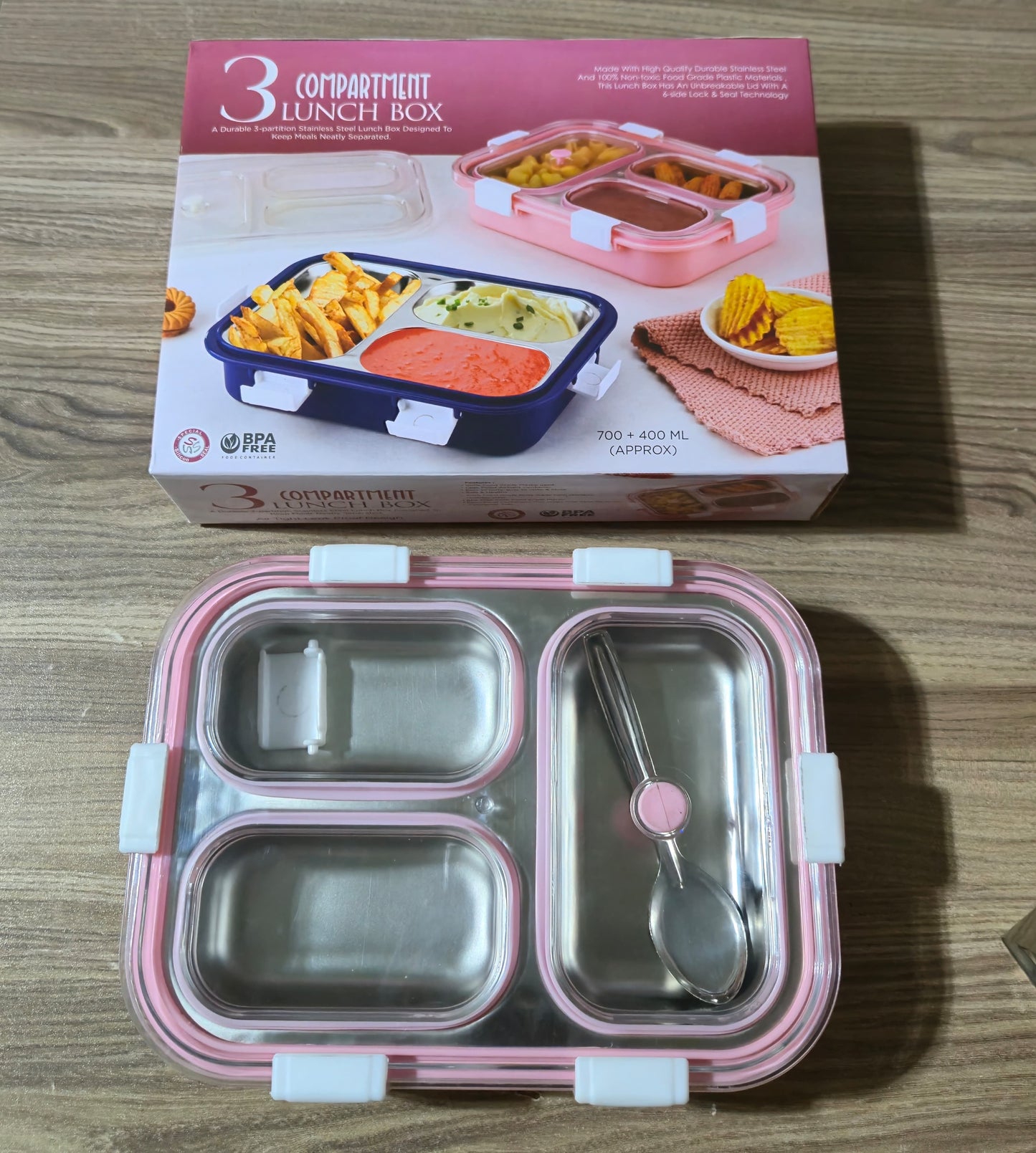 Tokyo 3-Compartment Lunch Box with Spoon