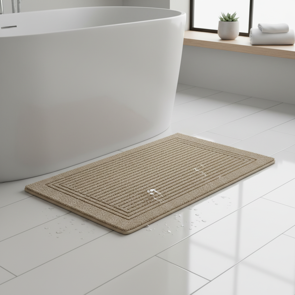 Premium bathroom mat in a modern bathroom setting